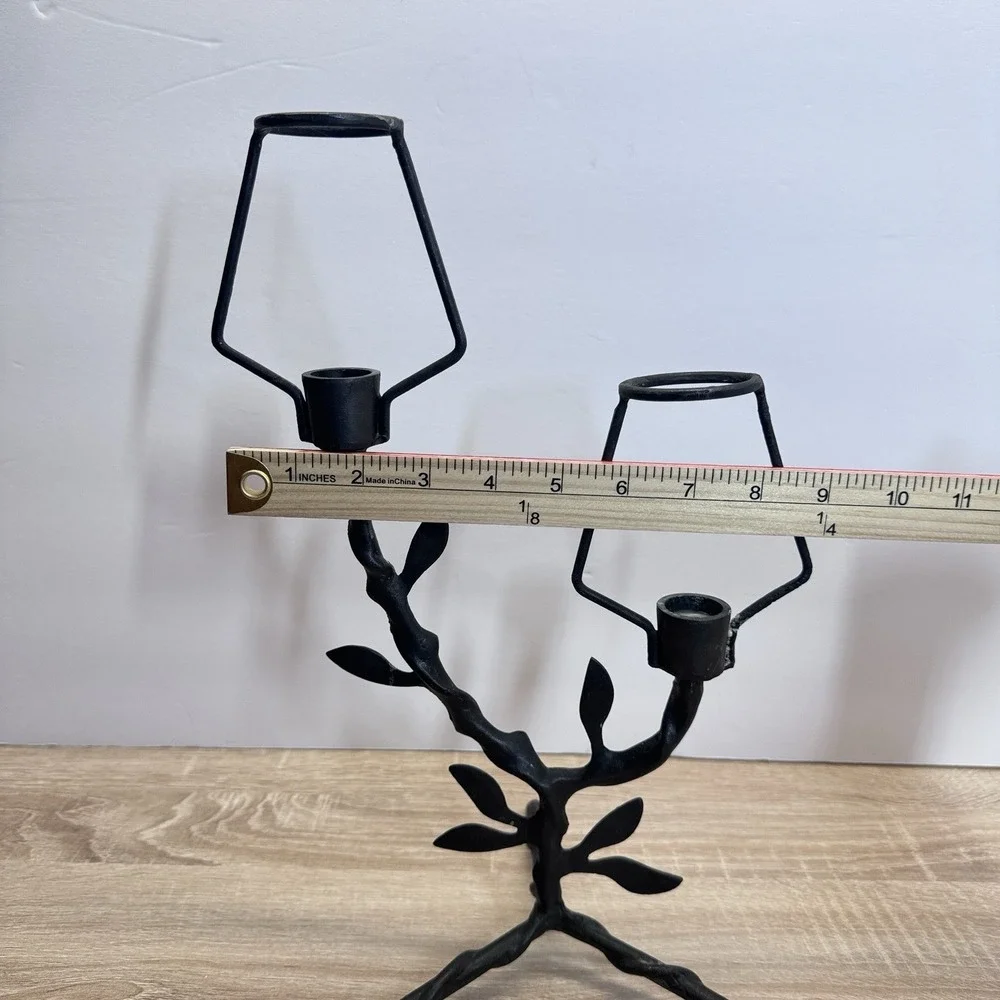 Benjara BM185945 Cast Iron Tree Branch 3 Taper Candle‎ Holder Black